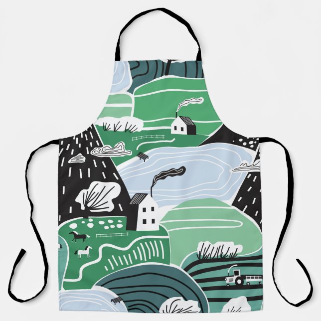 Delantal Dibujo manual de ilustraciones gráficas abstractas (Anverso)