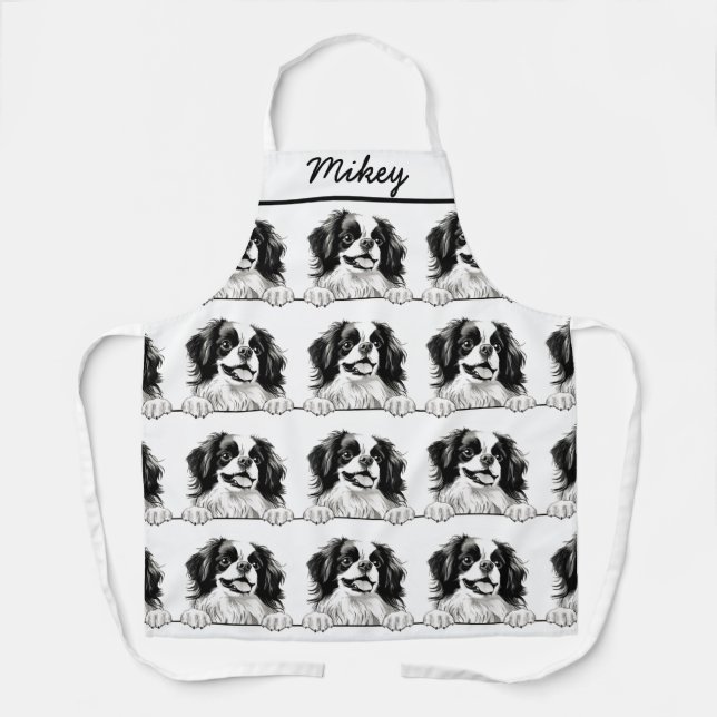 Delantal Dibujo manual personalizado de perro chino japonés (Anverso)