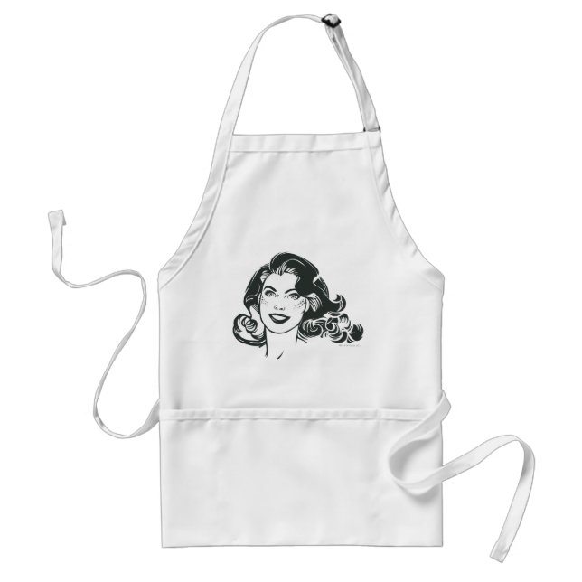 Delantal Dibujo negro y blanco superchica 2 (Frente)