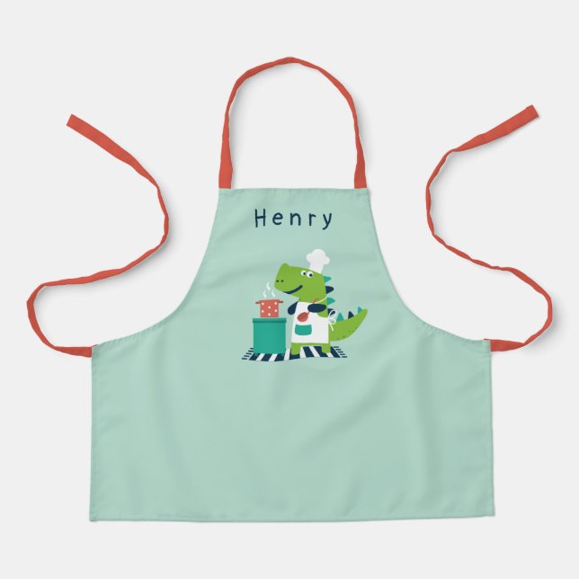 Delantal Dino Chef Apron Con Nombre (Anverso)