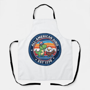 Delantal Dinosaur Kawaii Patriótico Todo Americano DINO EST