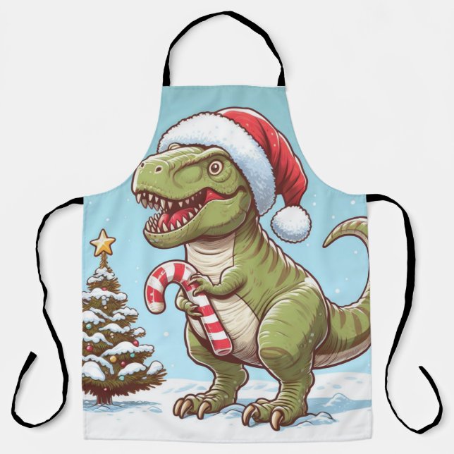Delantal Dinosaurio de caramelo de Navidad lindo (Anverso)