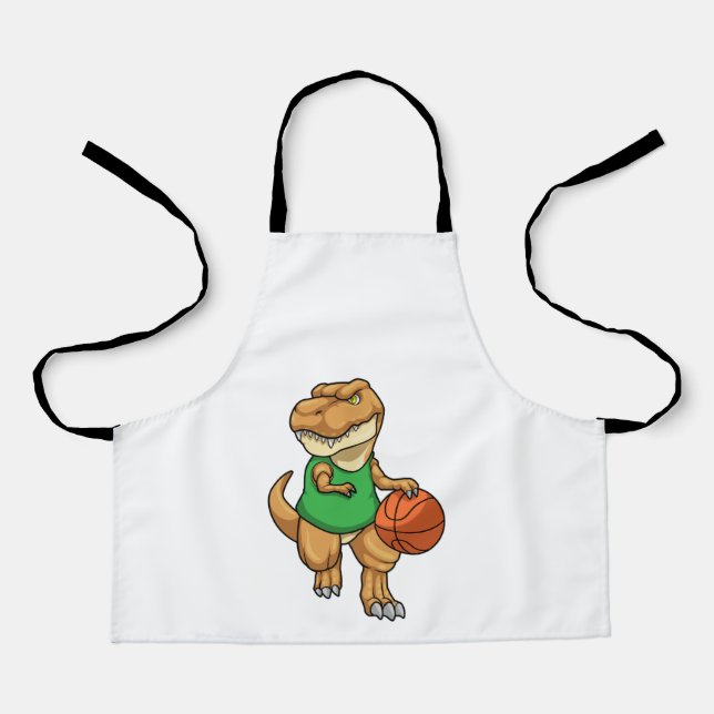 Delantal Dinosaurio en Deportes con Baloncesto (Anverso)
