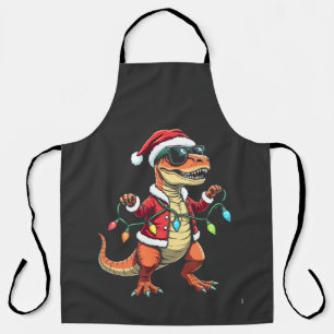 Delantal Dinosaurio envuelto con Navidades ilumina Santa Ha