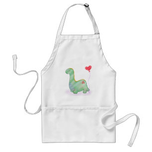 Delantal Dinosaurio verde lindo con un globo de corazón te