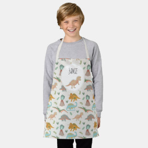 Delantal Dinosaurios Niños Boho Nombre Personalizado Dinosa