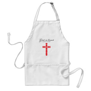 Delantal Dios Amó Tanto al Mundo Corazón Rojo Cruz Blanca