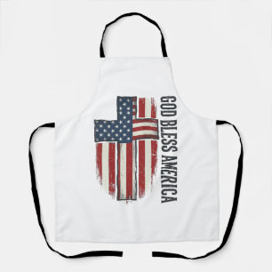 Delantal Dios bendiga a América Diseño de cruz patriótica v