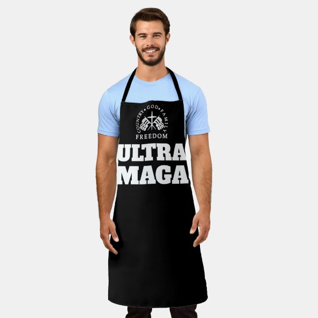 Delantal Dios negro Familia País Libertad ULTRA MAGA (Gastado)