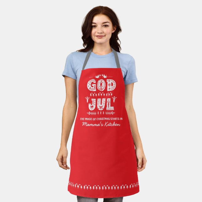 Delantal Dios Rojo Jul Navidades suecos Apron Tradicional (Gastado)
