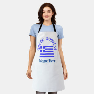 Delantal Diosa Griega y Bandera de Grecia Personalizada 
