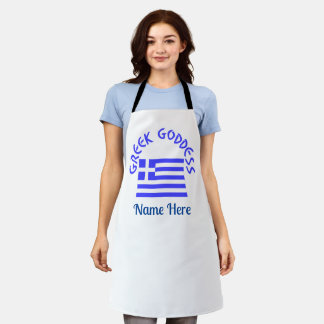 Delantal Diosa Griega y Bandera de Grecia Personalizada 