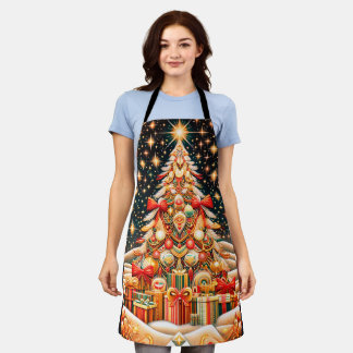 Delantal Diseña un árbol de Navidad brillante y alegre para
