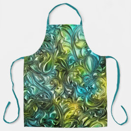 Delantal Diseño abstracto azul y verde