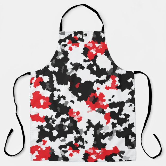 Delantal Diseño abstracto de irregularidad blanca y roja (Anverso)