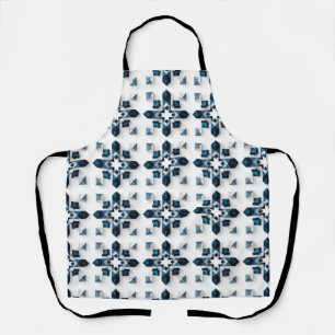 Delantal Diseño abstracto geométrico en azul y blanco