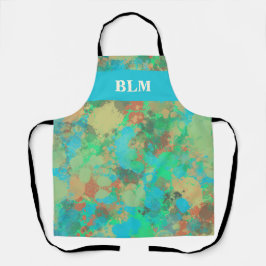 Delantal Diseño abstracto moderno con gotas verdes y amaril