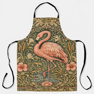 Delantal diseño art nouveau de flamenco rosa vintage