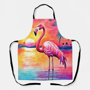Delantal Diseño artístico de Sunset Flamingo