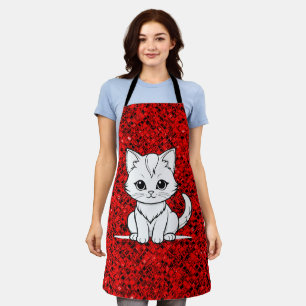 Delantal Diseño artístico estilizado Cat Kitten Line Art-52