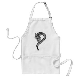 Delantal Diseño blanco y negro de Dragon