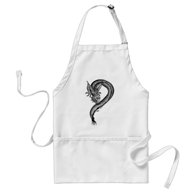 Delantal Diseño blanco y negro de Dragon (Frente)