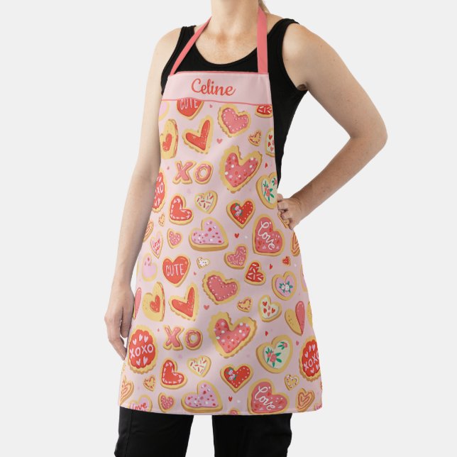 Delantal Diseño caprichoso de la Cocina del Azúcar en rosa (in situ)