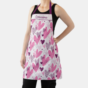 Delantal Diseño caprichoso en tonos rosa y ciruela