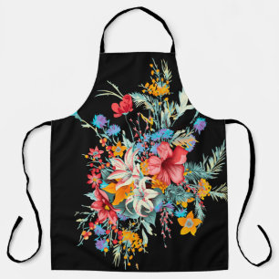 Delantal diseño colorido con fondo de flores, flor, bú