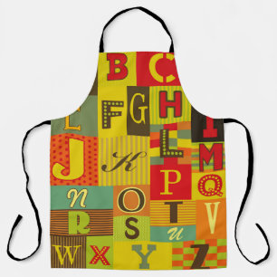 Delantal diseño de alfabeto retro. Ilustracion de época