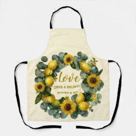 Delantal Diseño de amor de limón de girasol