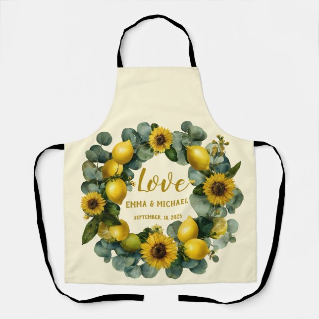 Delantal Diseño de amor de limón de girasol (Anverso)