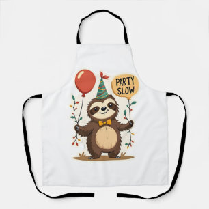 Delantal Diseño de Animal de Fiesta Retro Perezoso Cumpleañ