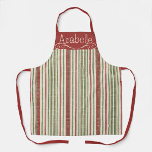 Delantal Diseño de apron rayado rojo y verde