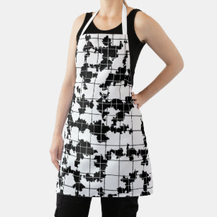 Delantal Diseño de arte abstracto orgánico blanco y negro