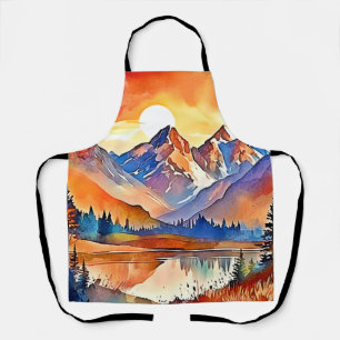 Delantal Diseño de arte de la montaña Sunset