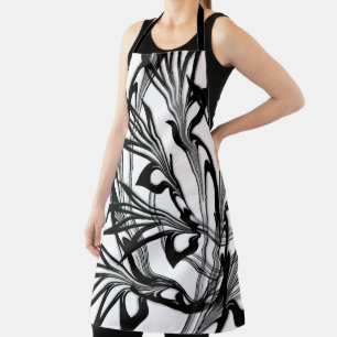 Delantal Diseño de arte moderno fabuloso selva en blanco y 