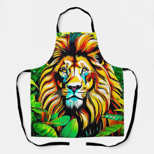 Delantal Diseño de arte pop de león en la jungla