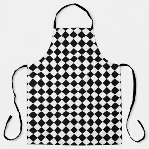 Delantal Diseño de bandera a cuadros en blanco y negro