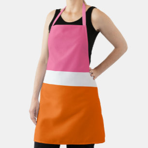 Delantal Diseño de bloque de color sencillo de Naranja blan