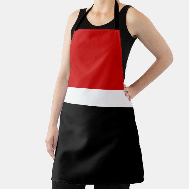 Delantal Diseño de bloques de color rojo blanco negro (Subido por el creador)