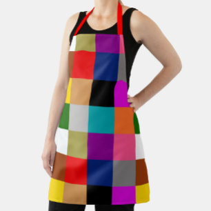 Delantal Diseño de bloques de colores negrita multicolores