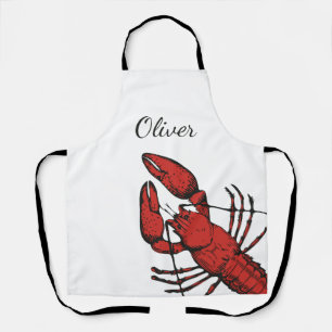 Delantal Diseño de bogavante rojo de estilo vintage
