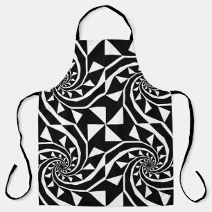 Delantal Diseño de boro blanco y negro, arte de ornamento, 