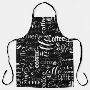 Delantal Diseño De Café De Tipografía Blanca Y Negra