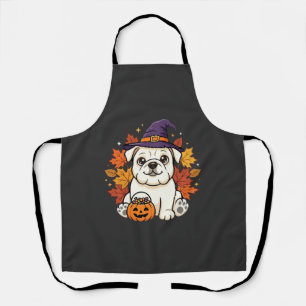 Delantal Diseño de calabaza de Halloween de Bulldog lindo_1