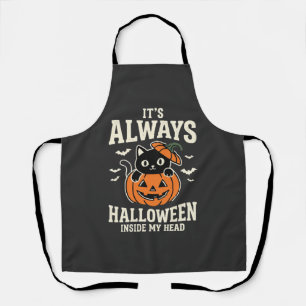 Delantal Diseño de calabaza gato negro siempre Halloween