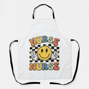 Delantal Diseño de camisa a cuadros sonriente de enfermera