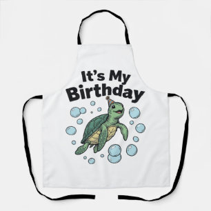 Delantal Diseño de camisa de cumpleaños de tortuga marina_1