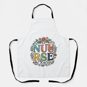 Delantal Diseño de camisa de enfermera floral Arte médico v